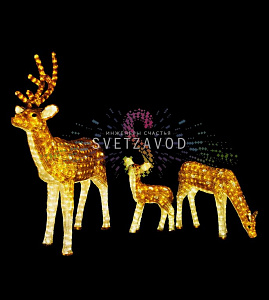 Узнать цену и условия оптового заказа на светящихся оленей Акриловые фигуры 3D Семья оленей, 3 фигуры, коричневые, 24В, с трансформатором