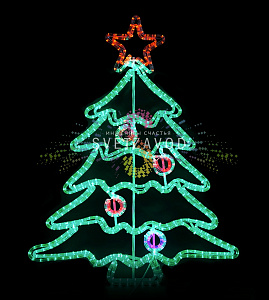 Закажите праздничное панно со скидкой! Светодиодное панно "Праздничная ель", 100х77см, 220В, IP65