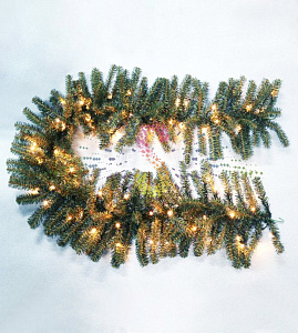 Узнайте выгодную цену и условия оптового заказа! Еловый шлейф искусственный 2,7м, Ø41см, 80LED, 220В, ветки ПВХ, Neon-Night