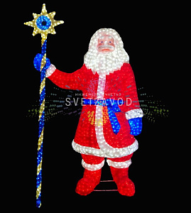 Узнать цену и условия опта на световую фигуру Дед Мороз Акриловая фигура 3D Дед Мороз с посохом, 200 см, 5800 LED, 24В, с трансформатором
